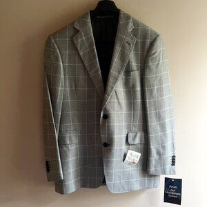 Arnold Brant Mens Sport Coat Gray Windowpane Lightweight Blazer 40S corporate